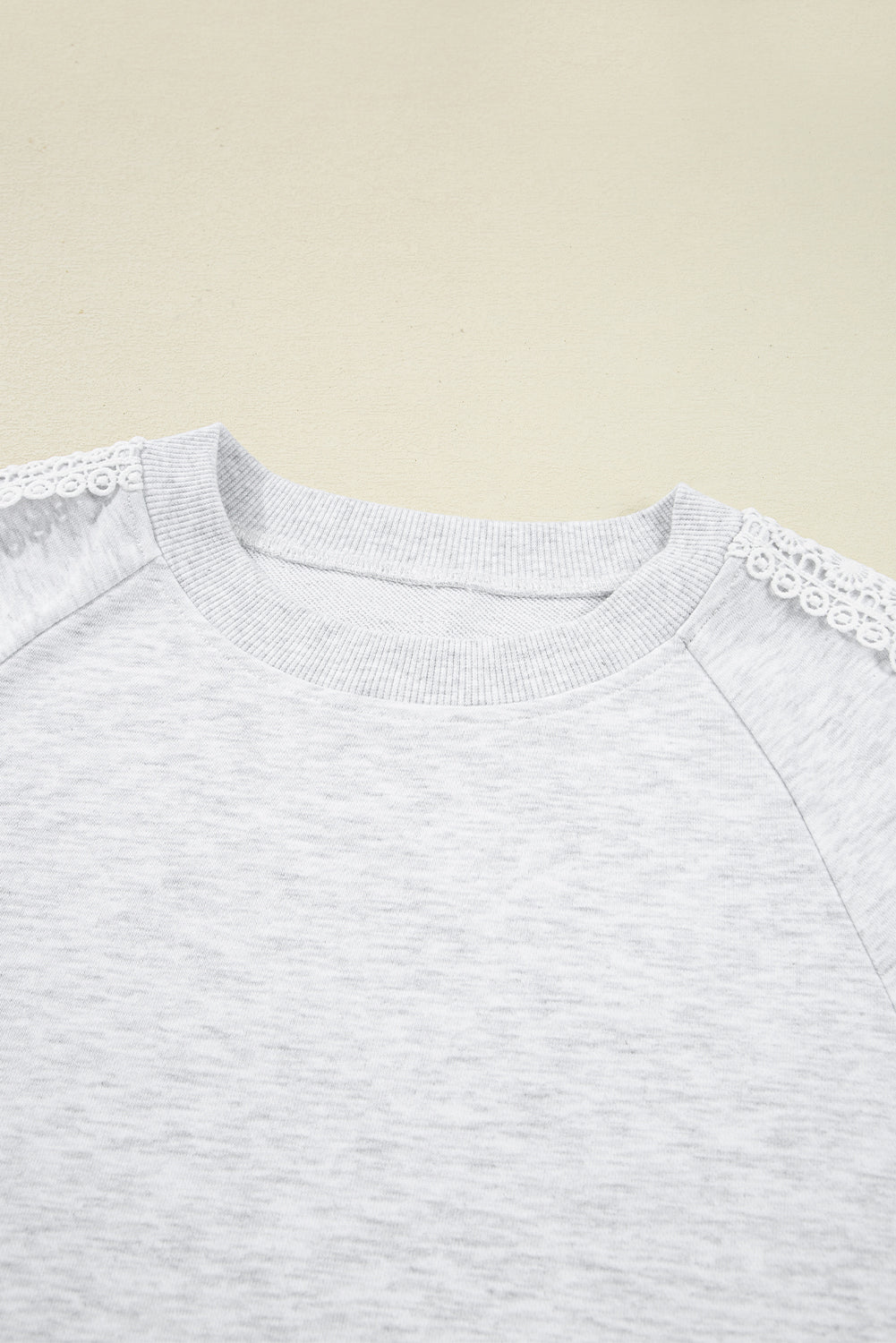 Peyton Lace Patchwork Raglan Sleeve Crew Neck Sweatshirt