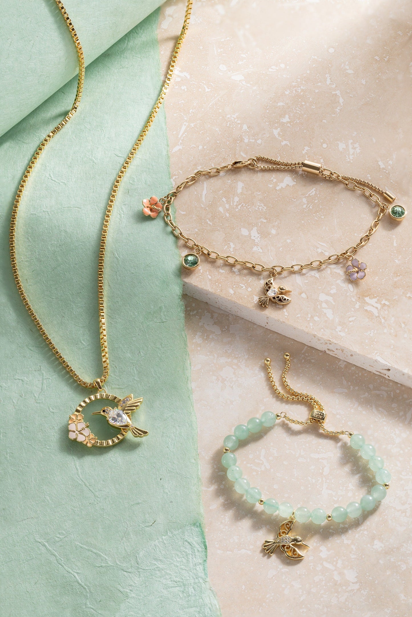 Hummingbird Gemstone Bolo Bracelet