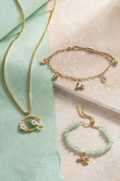 Hummingbird Gemstone Bolo Bracelet