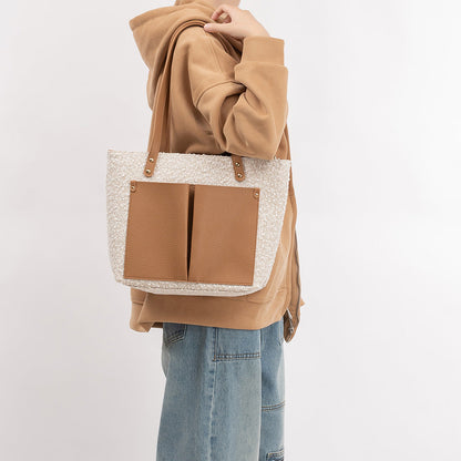 Large capacity handbag, tote bag, retro commuter shoulder bag for women