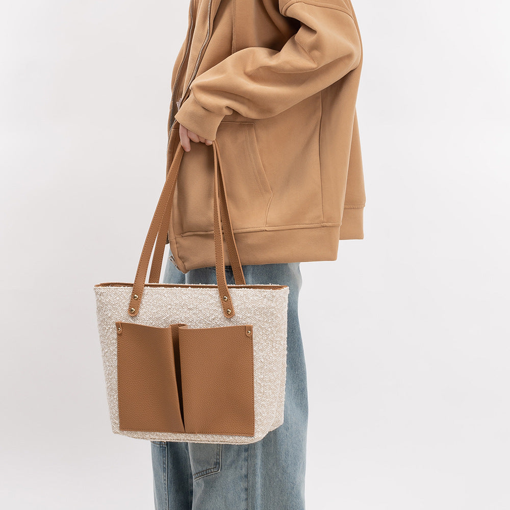 Large capacity handbag, tote bag, retro commuter shoulder bag for women