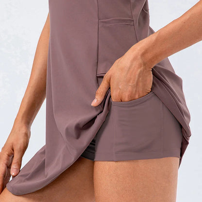 Women's Tennis Dress With Separate Shorts Sleeveless