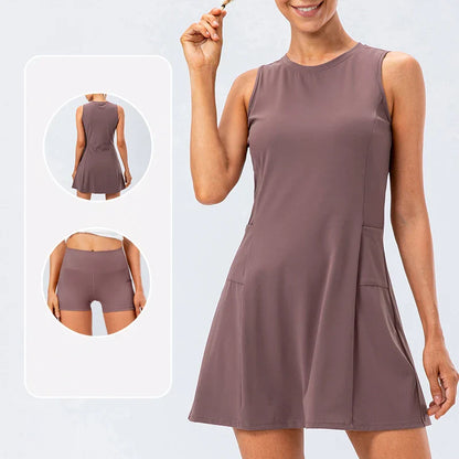 Women's Tennis Dress With Separate Shorts Sleeveless