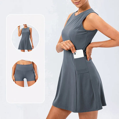 Women's Tennis Dress With Separate Shorts Sleeveless