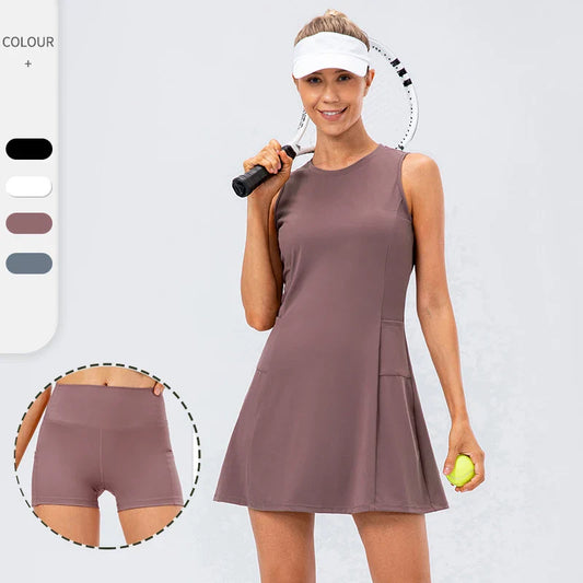 Women's Tennis Dress With Separate Shorts Sleeveless