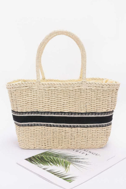 Faux Straw Tote Bag