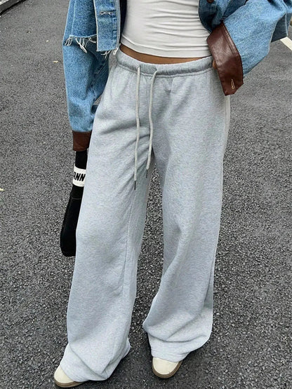 Wide Leg Sweatpants with Drawstring