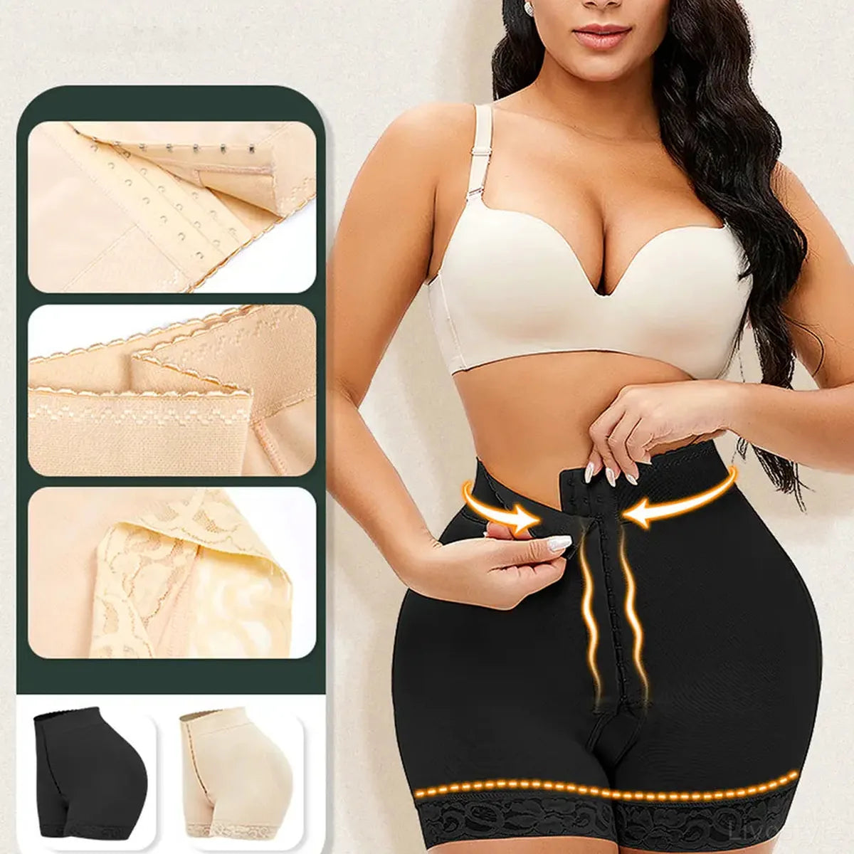 Lace Detail Hook-and-Eye Shaping Shorts