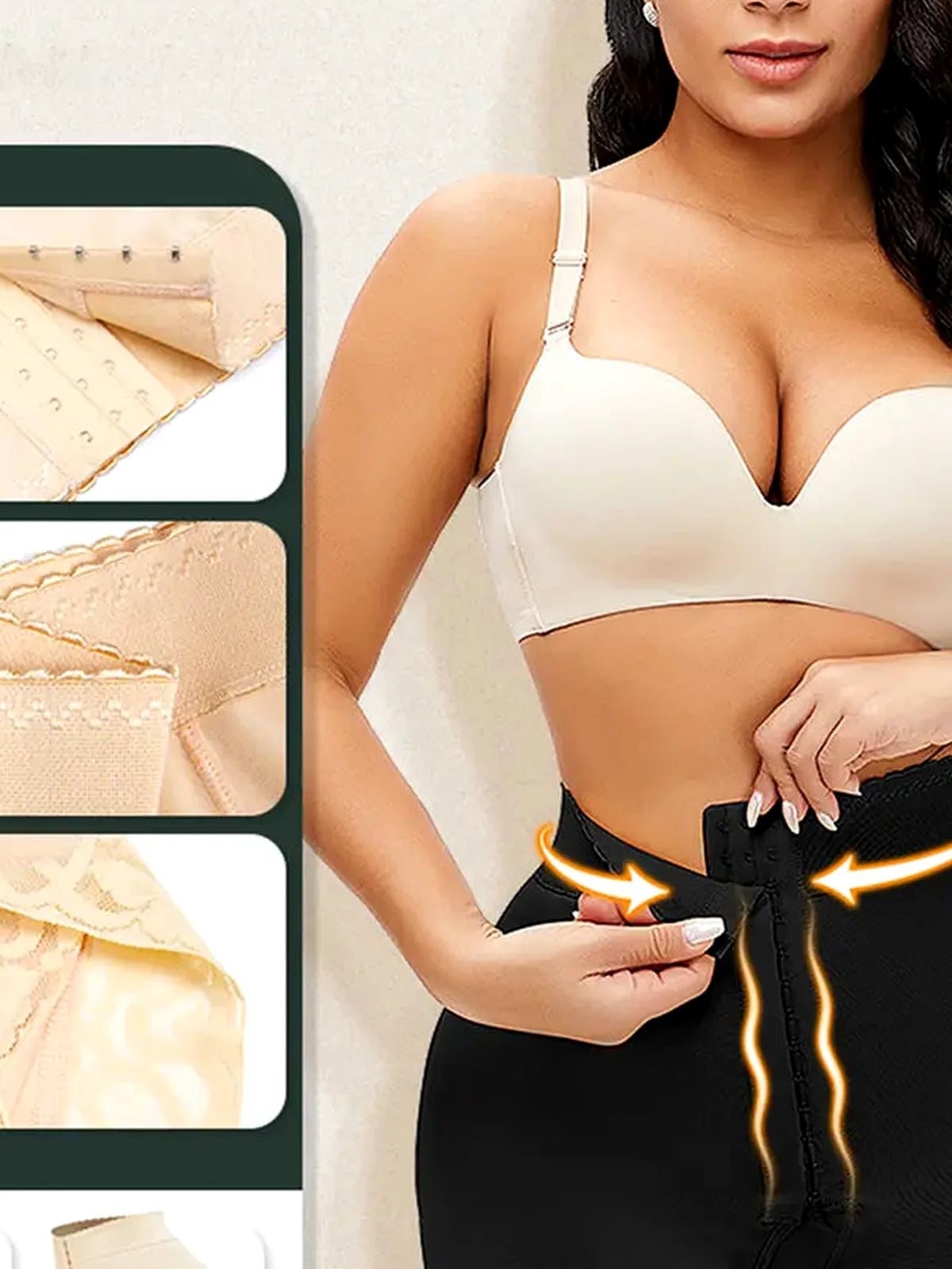 Lace Detail Hook-and-Eye Shaping Shorts