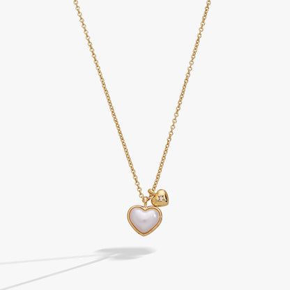 Pearl Heart Duo Charm Necklace